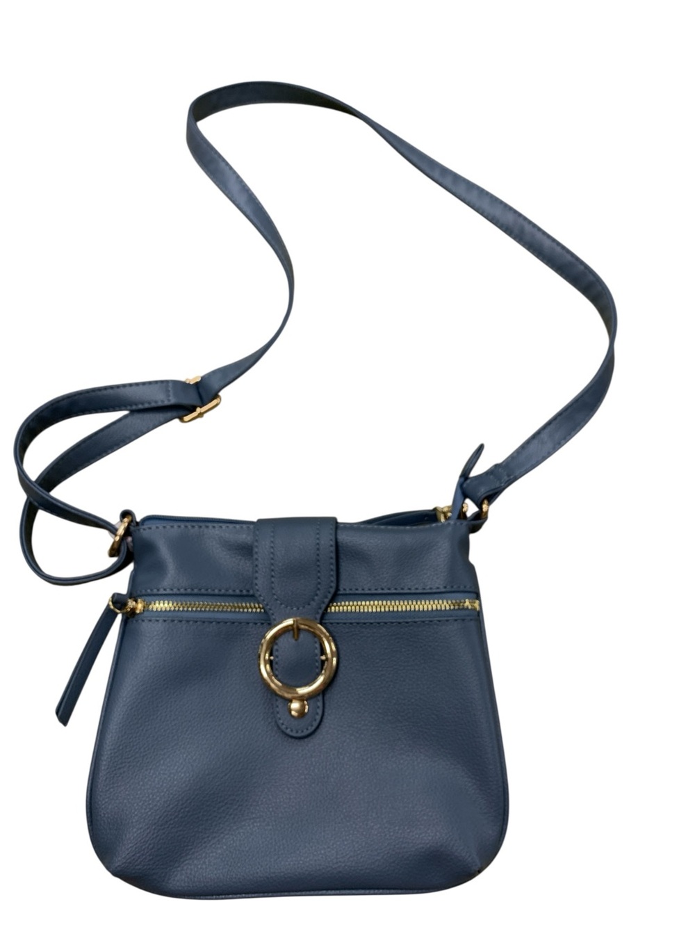 Blush Navy Crossbody Bag with Gold Ring Accent